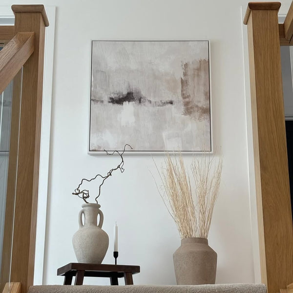 Framed Canvas - Nude & Grey Clouds