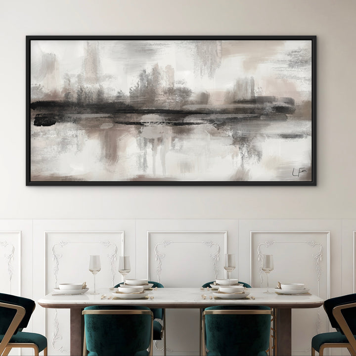 Framed Canvas - Salzburg close-up showing cool grey and blue brushwork texture detail