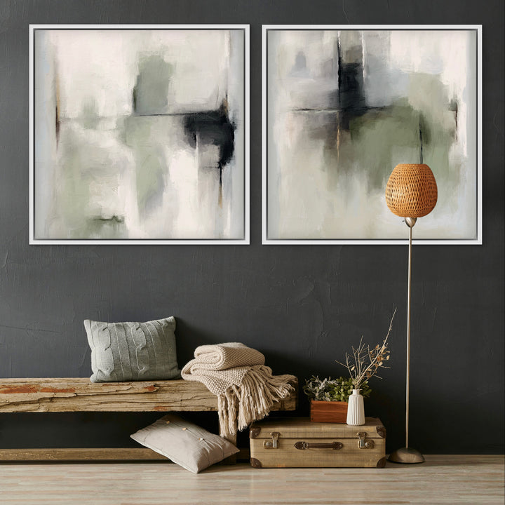 Framed Canvas Set of 2 - Tuscany Green