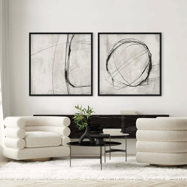 Gerahmtes Leinwand-Set (2-teilig) – Grey Atelier
