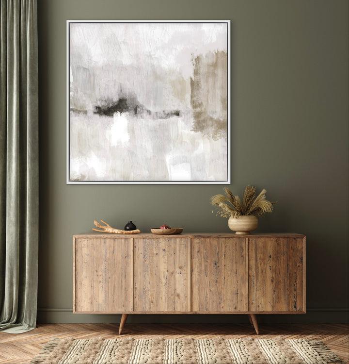 Framed Canvas - Nude & Grey Clouds