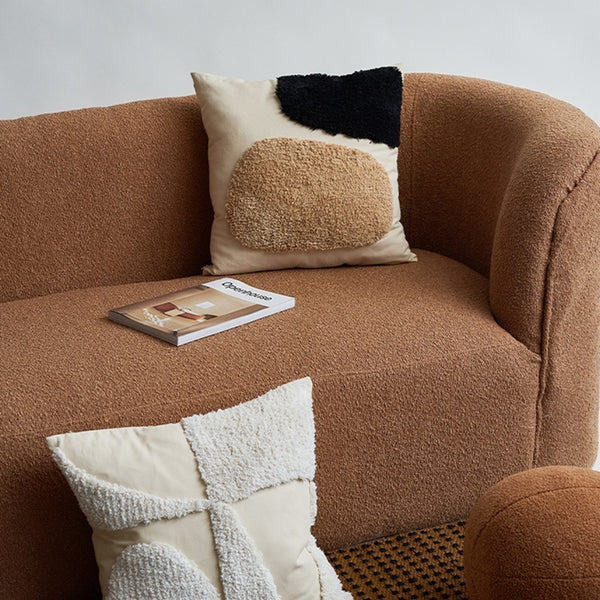 Mocha Luxury: Embroidered Sofa Cushion