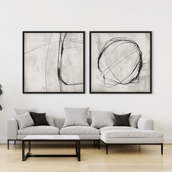 Gerahmtes Leinwand-Set (2-teilig) – Grey Atelier