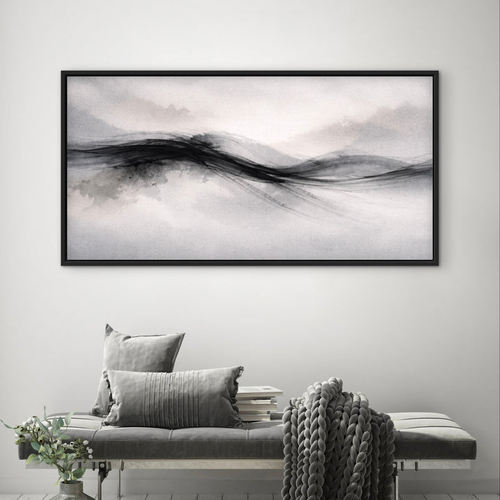 Framed Canvas - Nude Drift abstract wall art in soft drifting nude and cream tones - hand-stretched wall art by HD London Art