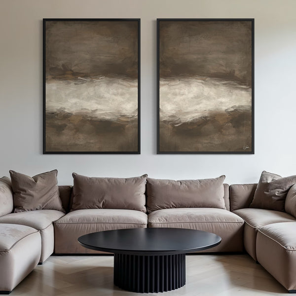 Framed Canvas Set of 2 - Mocha Brown