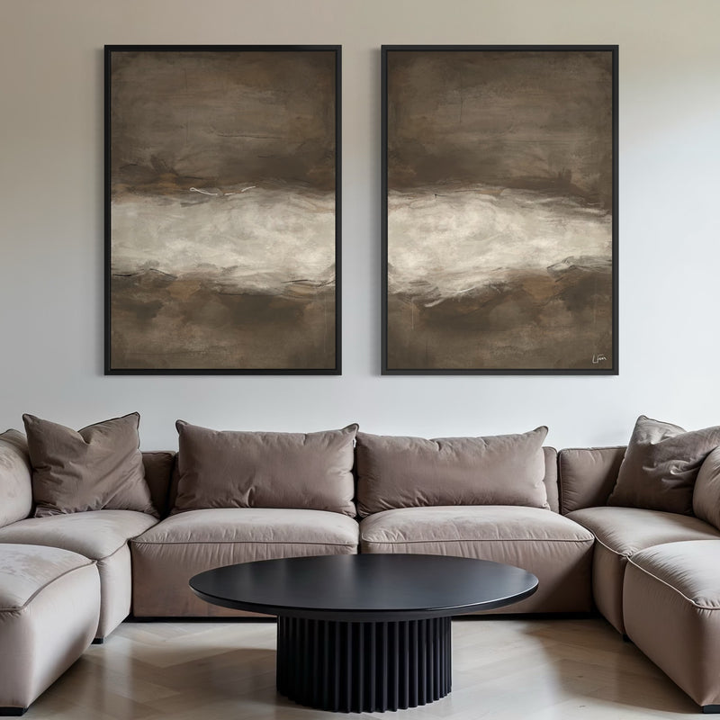 Framed Canvas Set of 2 - Mocha Brown