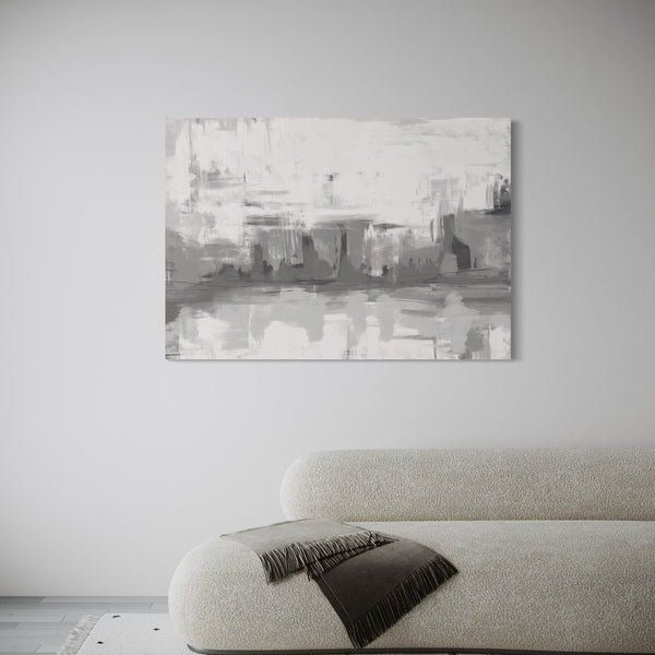 Abstract Canvas Minimalist Art in White and Grey - Milan -  Modern Art Print