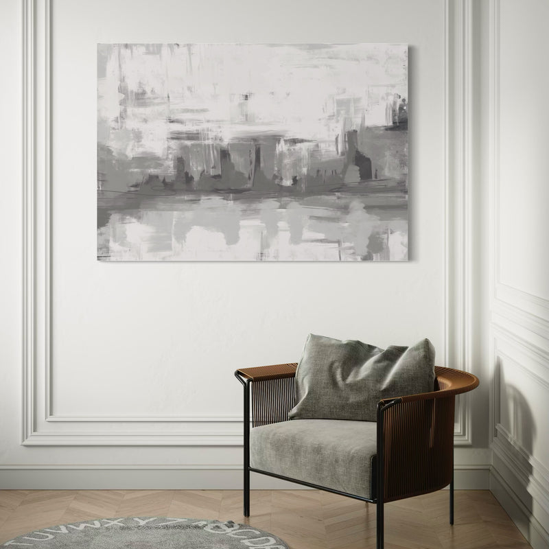 Abstract Canvas Minimalist Art in White and Grey - Milan -  Modern Art Print