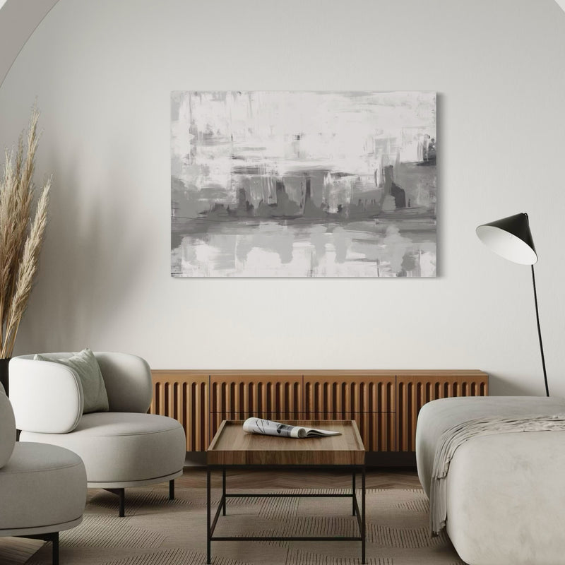 Abstract Canvas Minimalist Art in White and Grey - Milan -  Modern Art Print