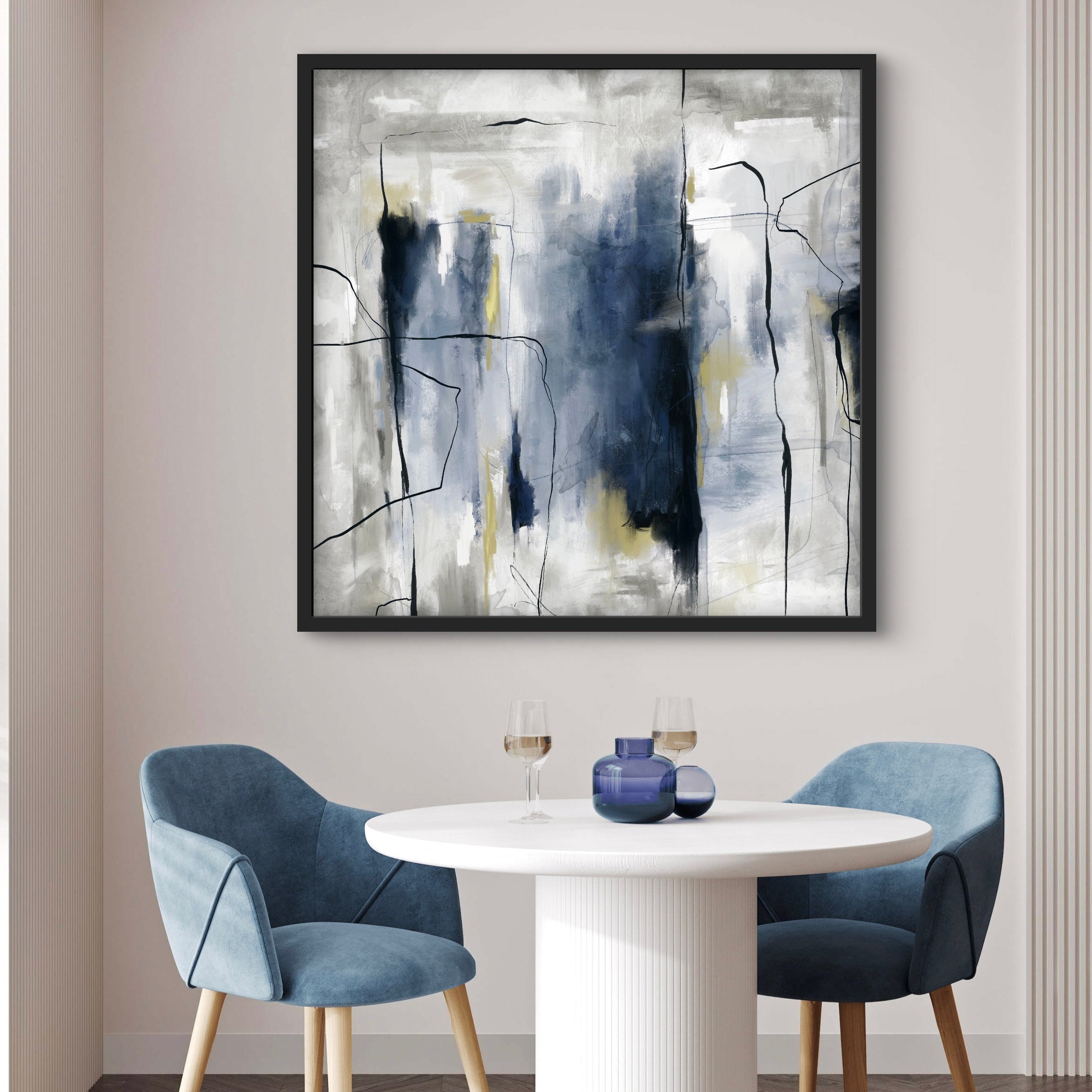 Abstract Art Canvas Minimalist Art in Blue and Green -  Modern Art Print