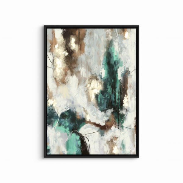 Abstract Framed Canvas Minimalist Art in Green Forest -  Modern Art Print