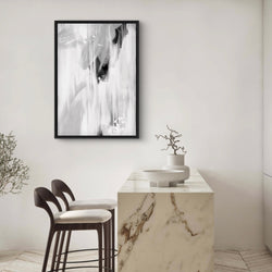 Abstract Art Framed Canvas in White and Grey - Minimalist Home Decor