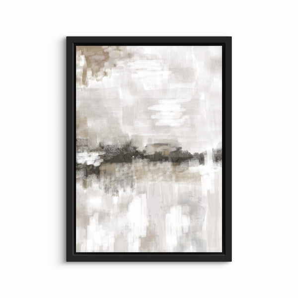 Abstract Framed Canvas Minimalist Art in Nude and Grey - Nude Clouds 2-  Modern Art Print