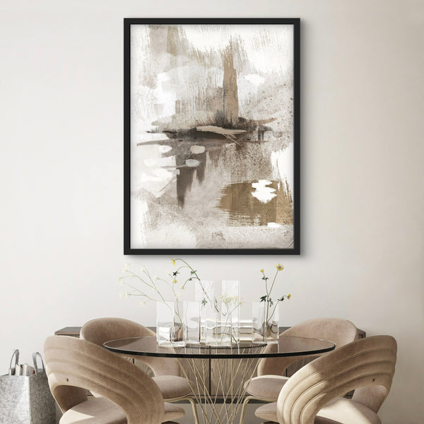 Abstract Art Framed Canvas in Nude & Grey - Portofino - Minimalist Home Decor
