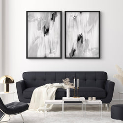 Abstract Canvas Minimalist Art in White and Grey - Monaco - Modern Art Print