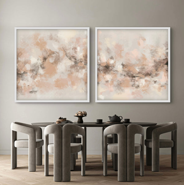 Modern Abstract Art Framed Canvas - Sand Storm - Minimalist Home Decor