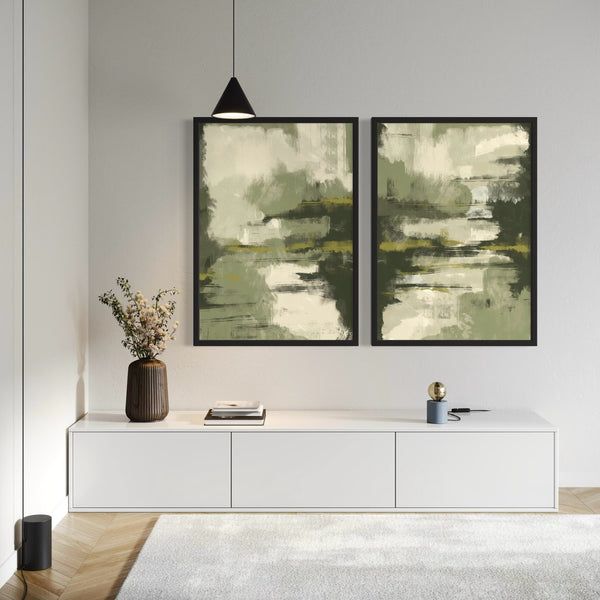 Modern Abstract  Art Print in Green Jungle - Gallery Wall Print