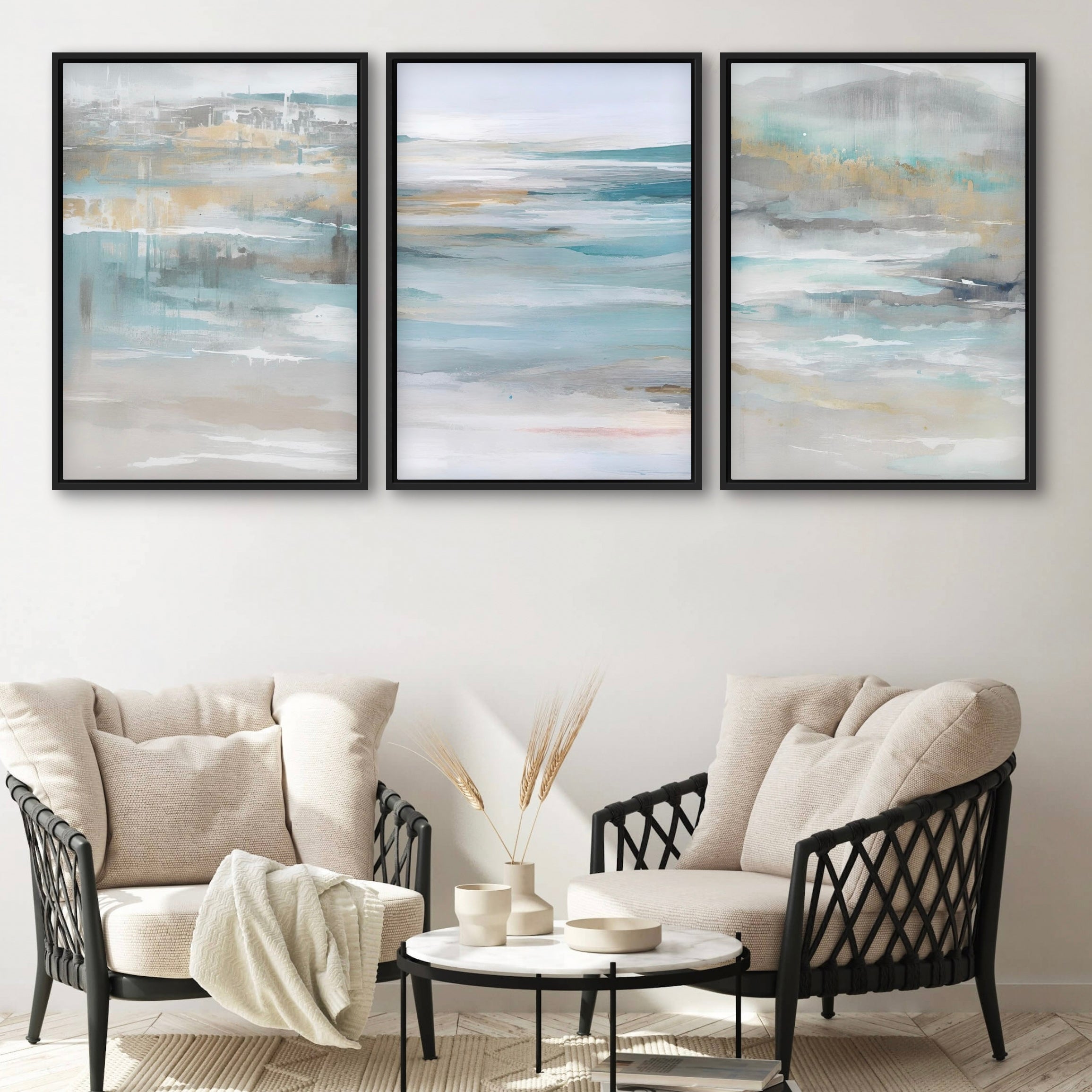 Modern Abstract  Framed Canvas Art Print - Calm Ocean - Gallery Wall Print