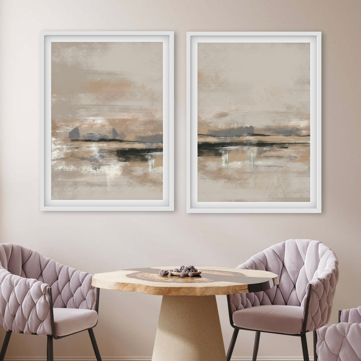 Styled With A Round Pedestal Dining Table, Quilted Blush Dining Chairs, And Soft Neutral Walls. Perfect For A Minimalist Dining Nook.