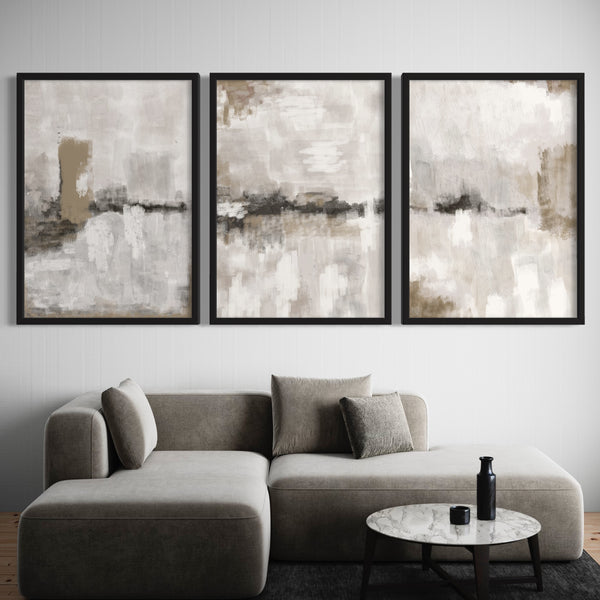 Modern Abstract Art in Nude & Grey - Minimalist Home Decor