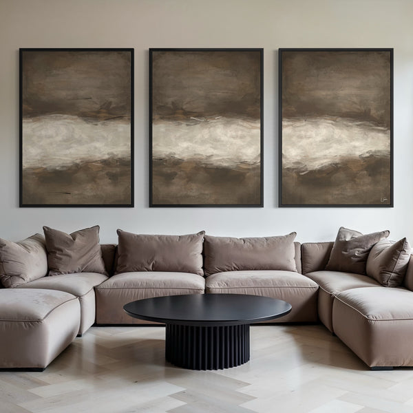 Set of 3 Framed Canvas - Mocha Brown