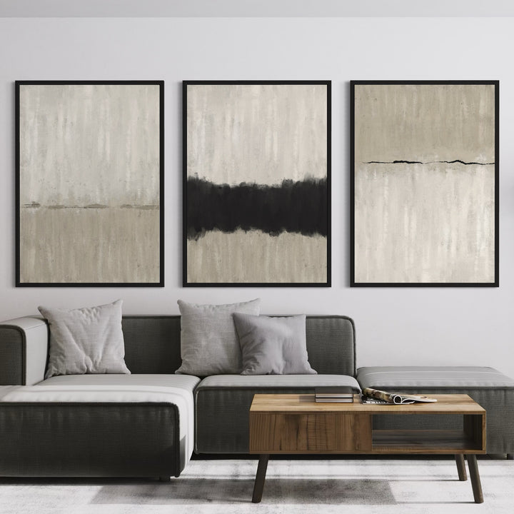 Set of 3 Framed Canvas - Neutral Line