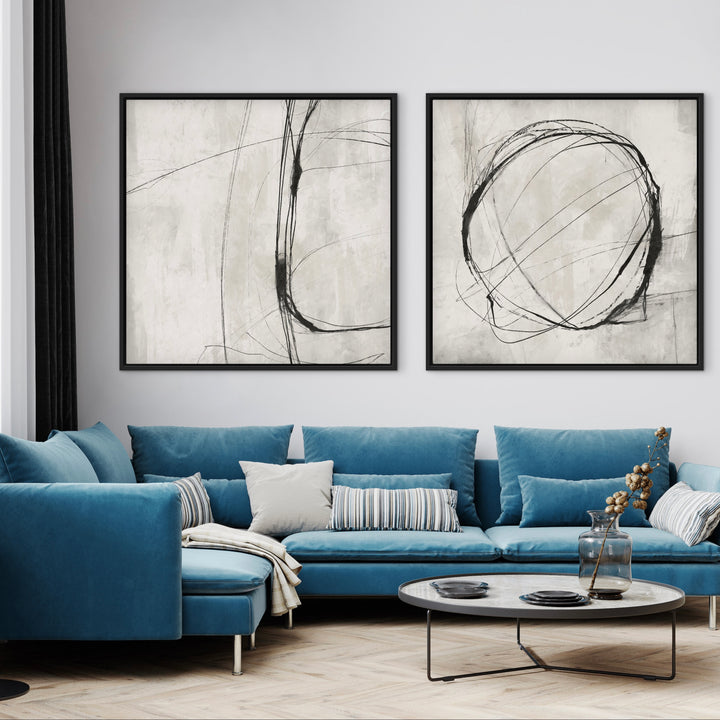 Gerahmtes Leinwand-Set (2-teilig) – Grey Atelier