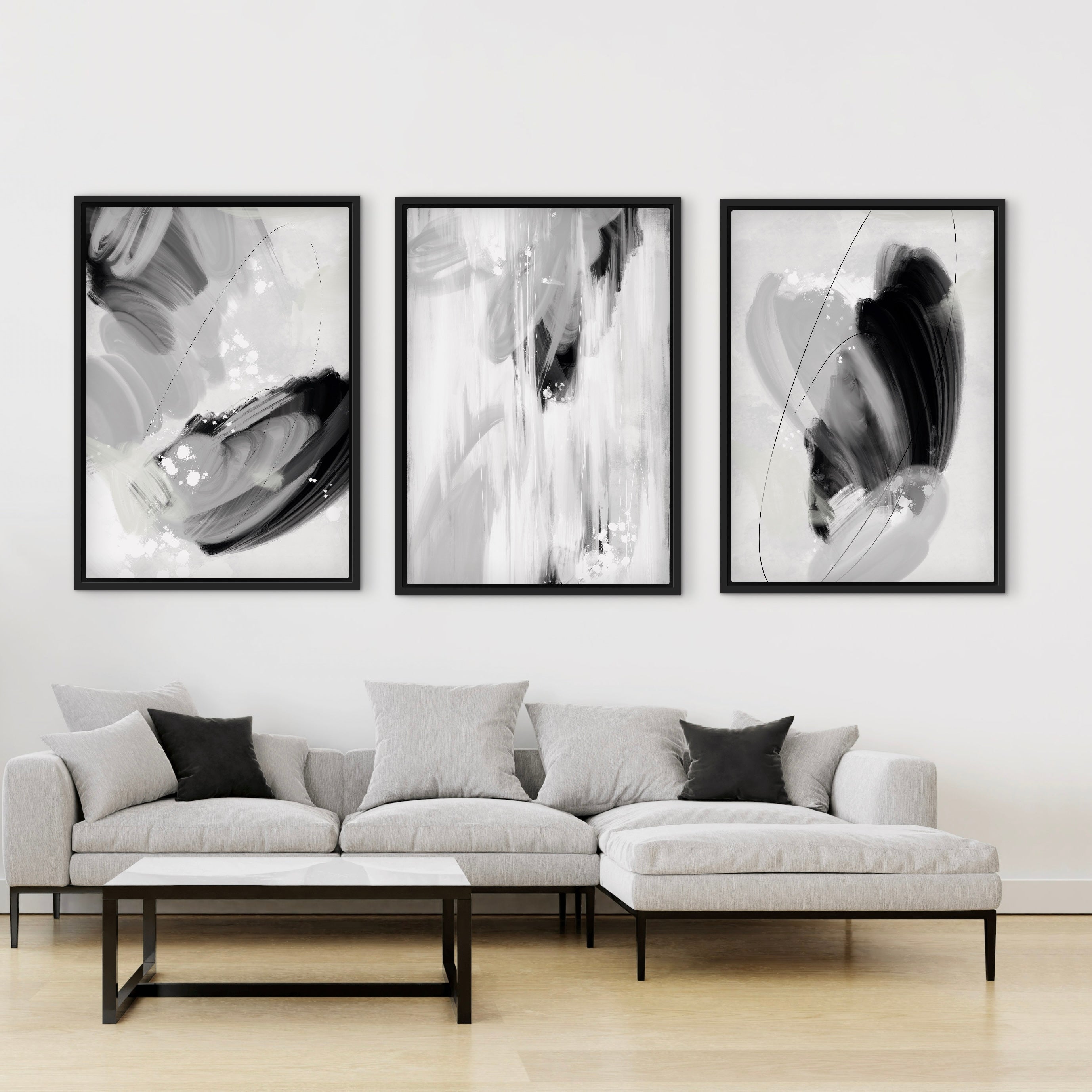 Set of 3 Framed Canvas - Monaco