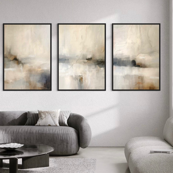 Set of 3 Framed Canvas - Cloud Whisper