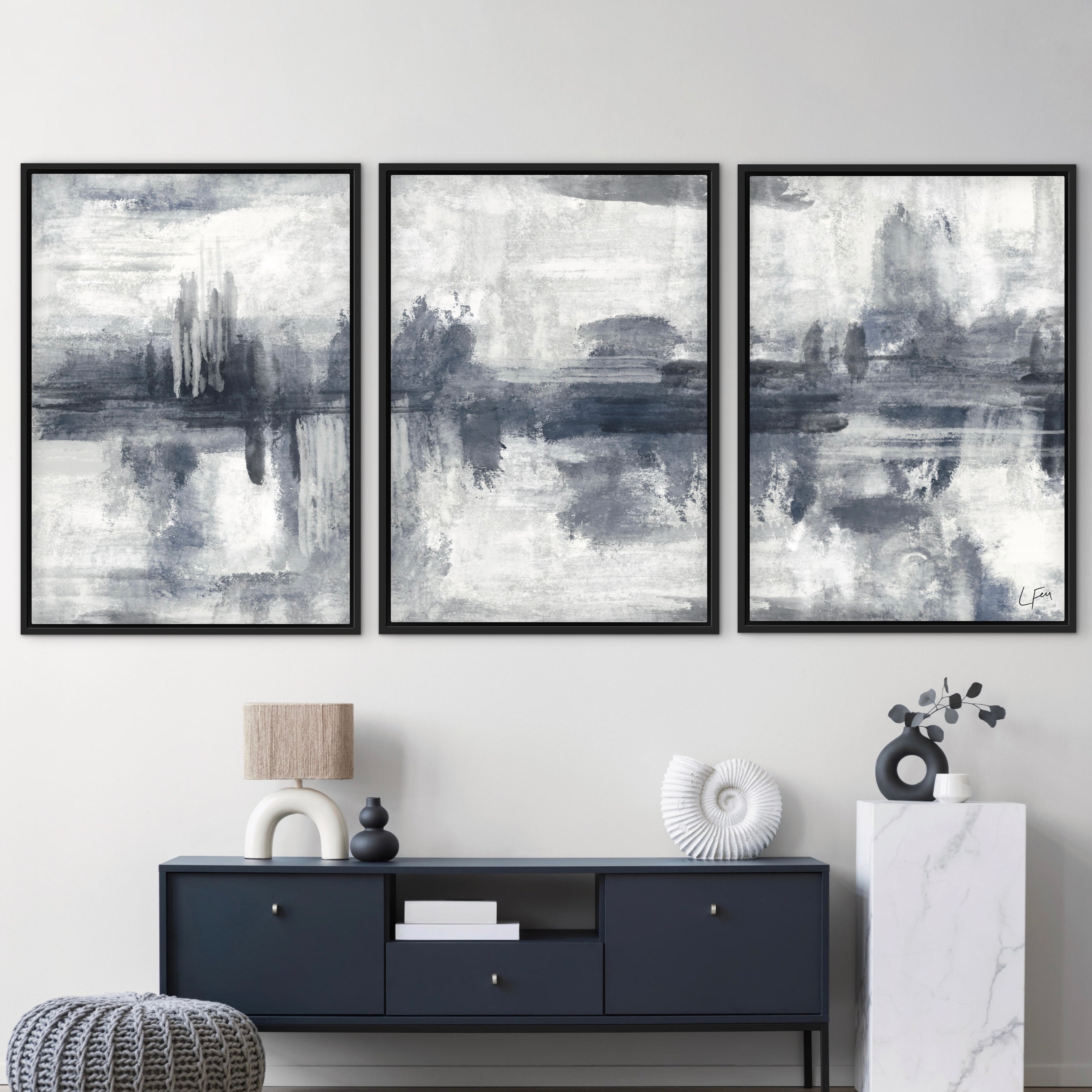Set of 3 Framed Canvas - Marbella