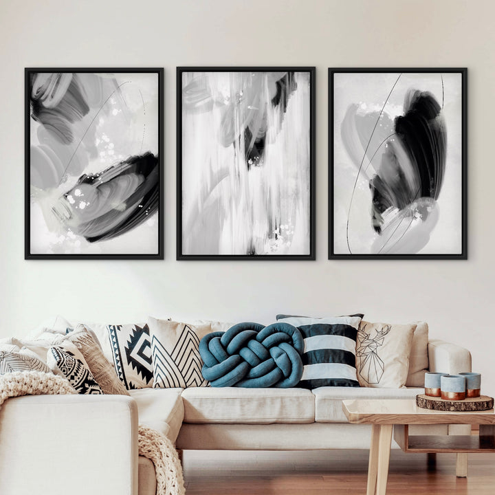 Set of 3 Framed Canvas - Monaco close-up showing refined brushwork and colour detail