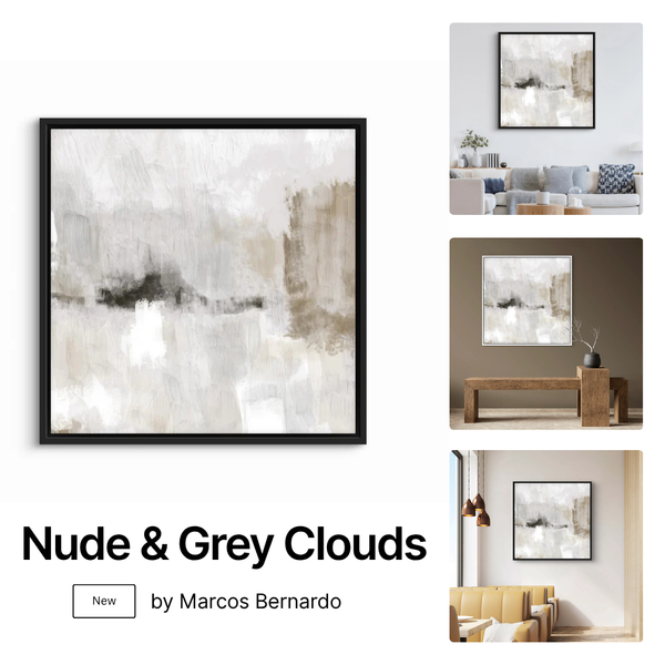 Framed Canvas - Nude & Grey Clouds
