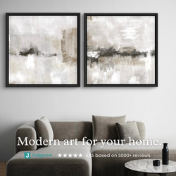 Framed Canvas Set of 2 - Nude and Grey Clouds