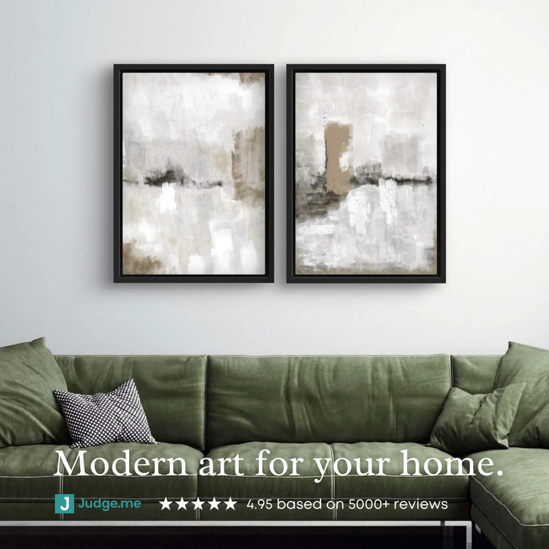 Framed Canvas Set of 2 - Nude & Grey Clouds