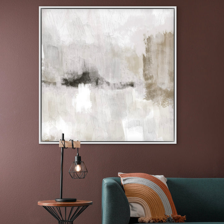Framed Canvas - Nude & Grey Clouds