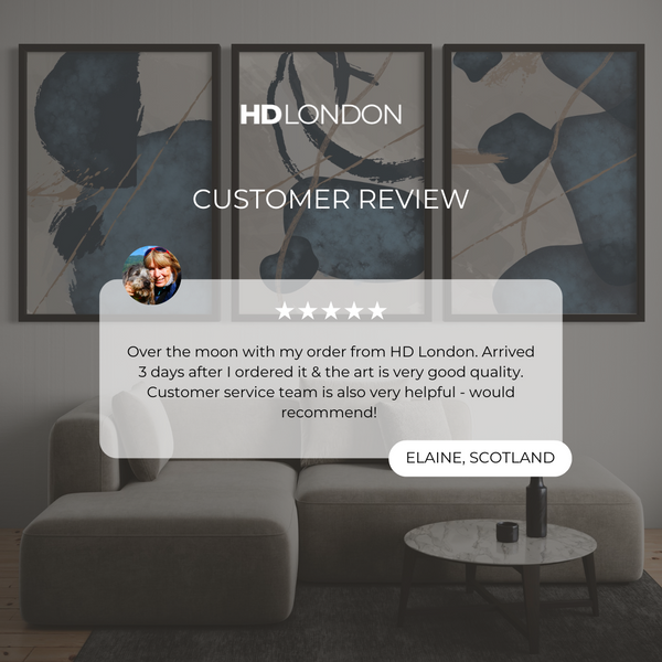 Set of 3 Framed Canvas - Blue Essenza