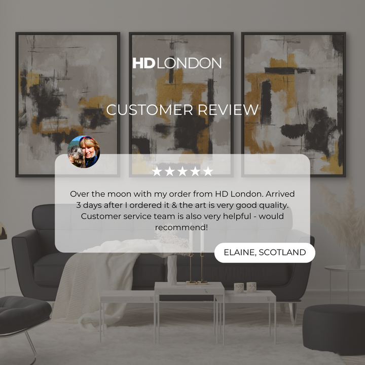 Set of 3 Framed Canvas - Golden Noir