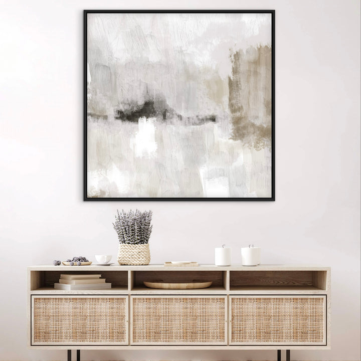 Framed Canvas - Nude & Grey Clouds