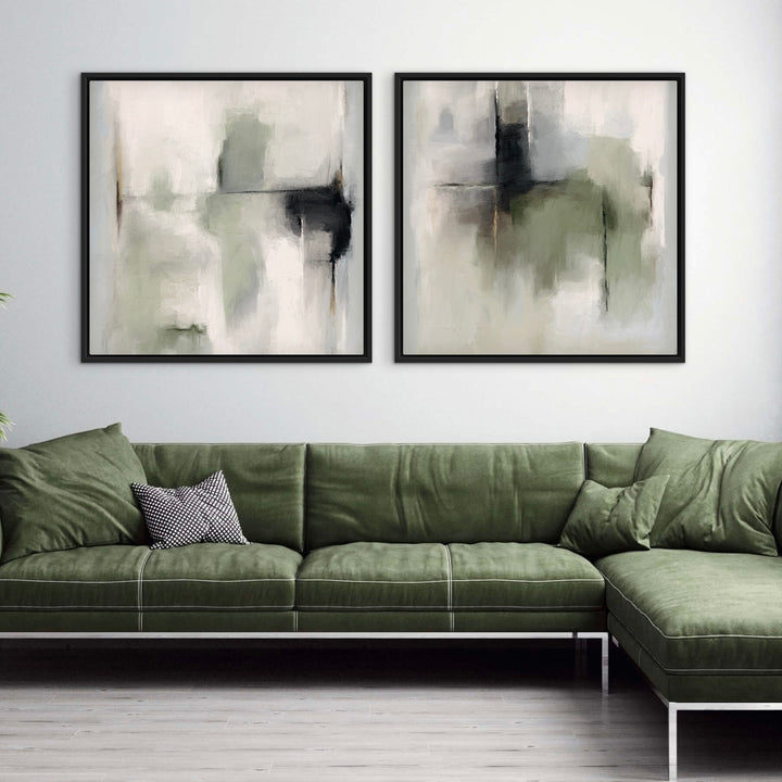 Framed Canvas Set of 2 - Tuscany Green