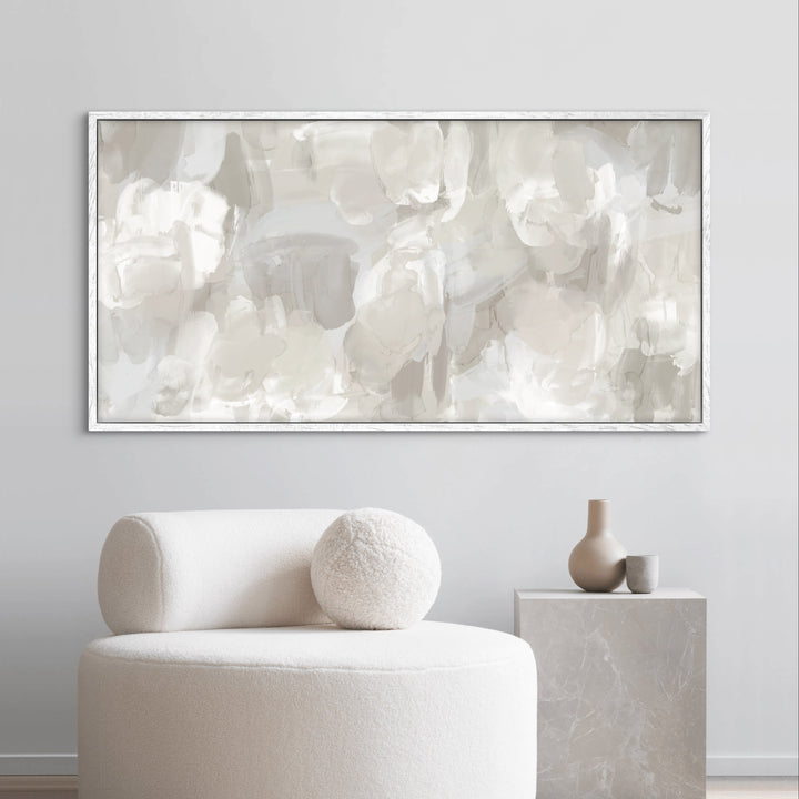 Modern Wall Canvas for Living Room – Featuring White Chair with Decorative Accents