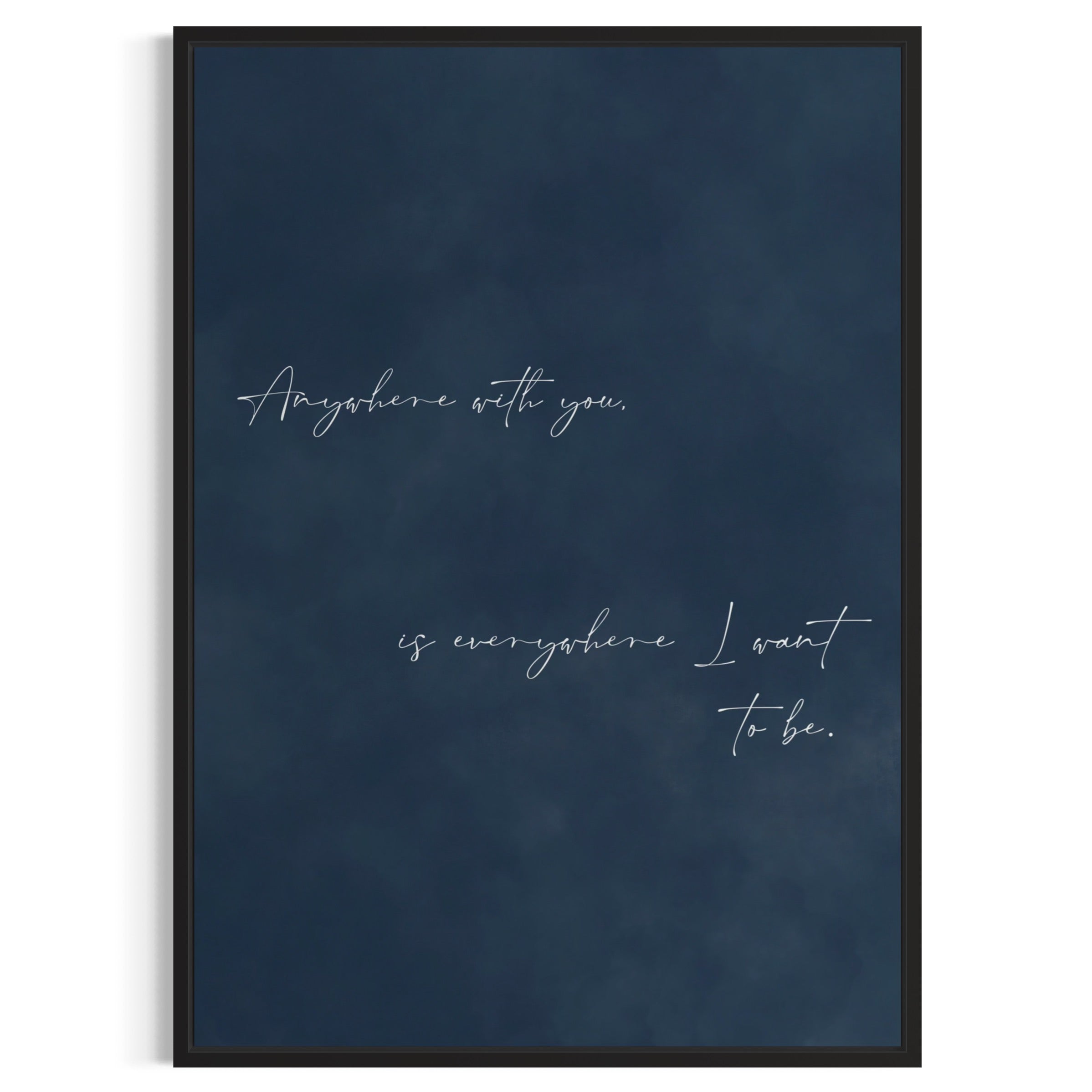 Navy Quote Framed Canvas with Minimalist, Modern Wall Art.