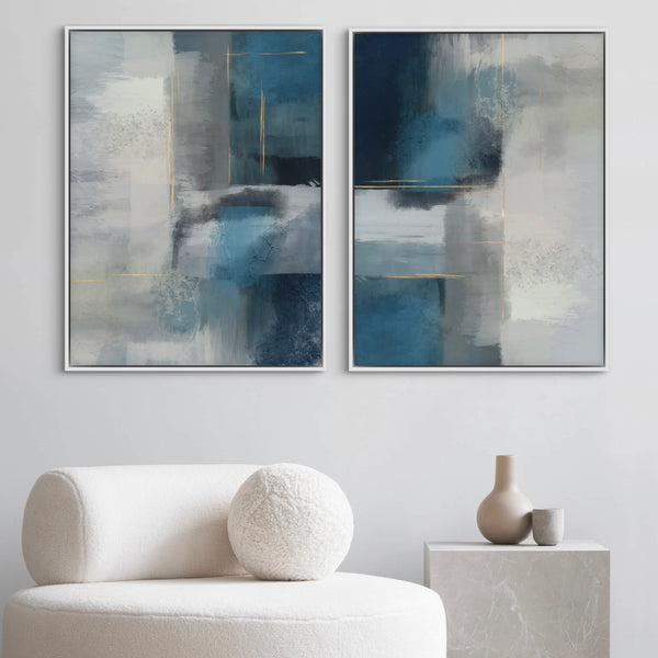 Framed Canvas Set of 2 - Azure Drift