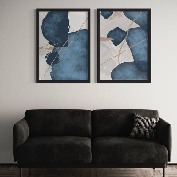 Abstract Art set of 2 prints - Blue Essenza
