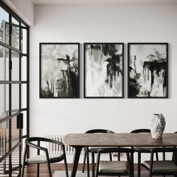 Abstract Art set of 3 prints - Black & White