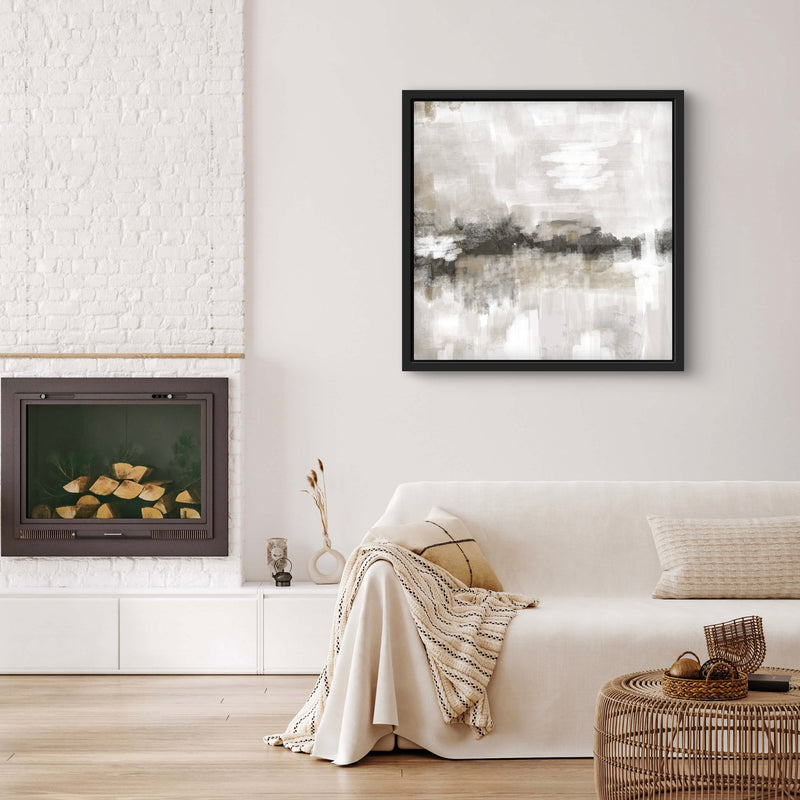 Framed Canvas - Nude & Grey Clouds