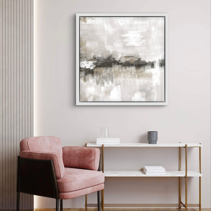 Framed Canvas - Nude & Grey Clouds