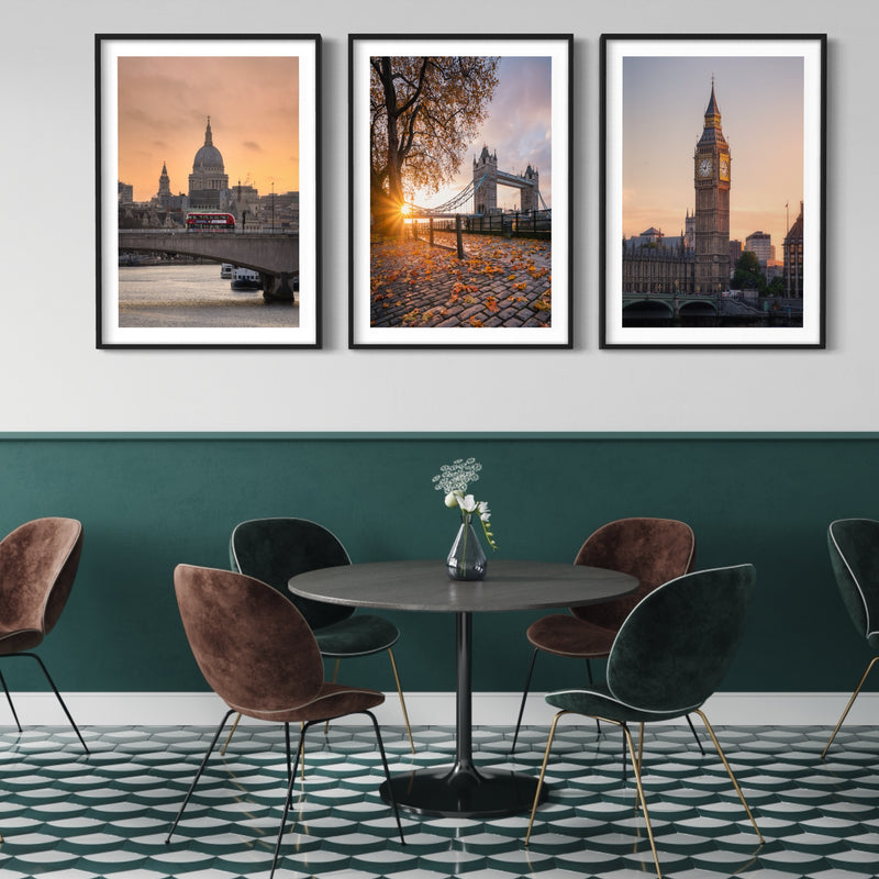Set of 3 Photographs - London Sunset