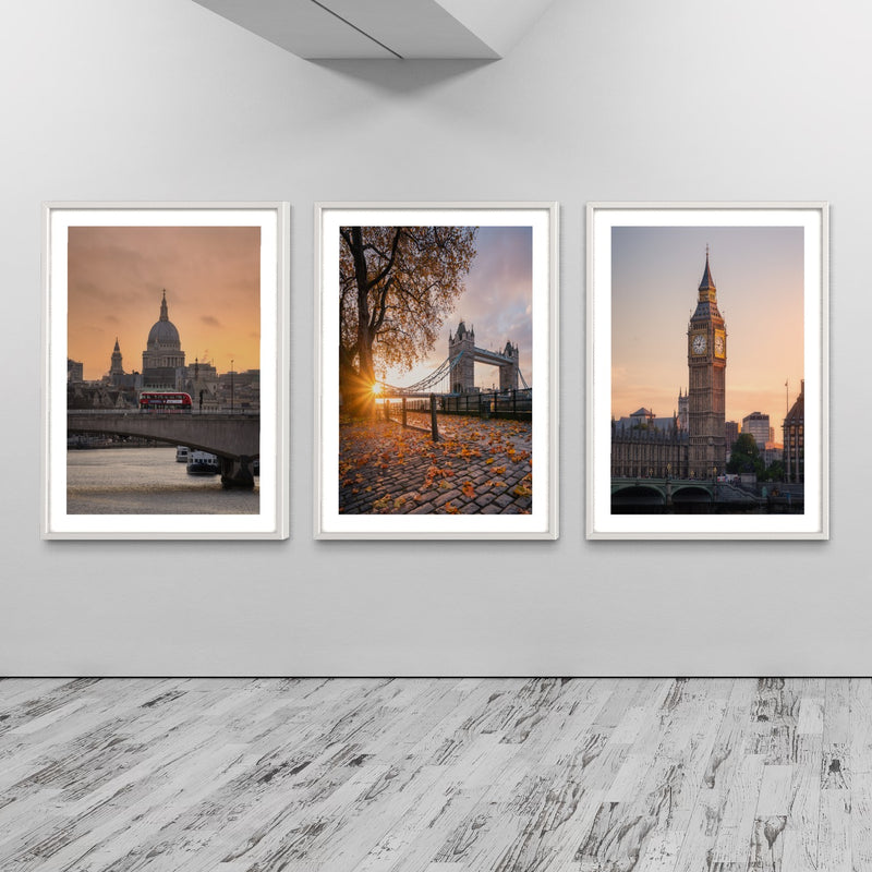 Set of 3 Photographs - London Sunset