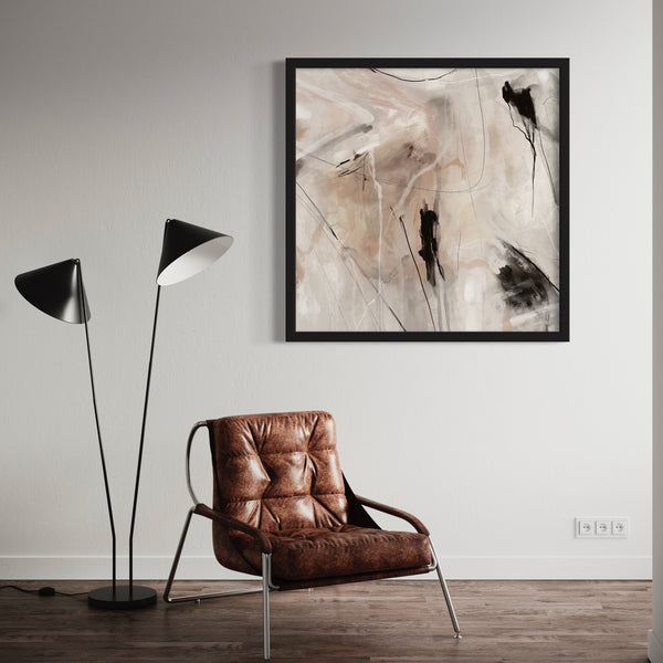 Set of 1 - Abstract Art 'Black And Cream'