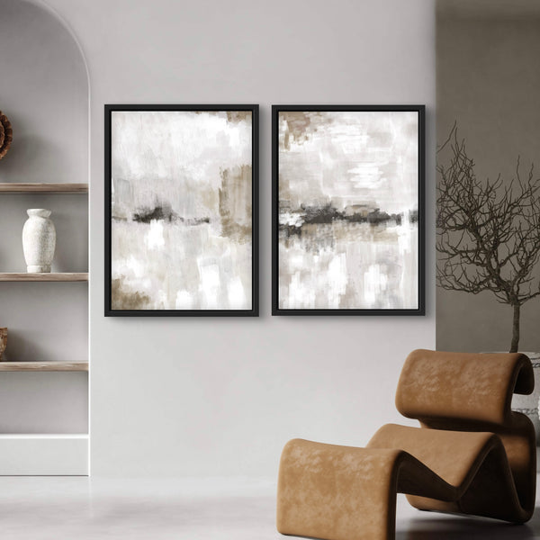 Framed Canvas Set of 2 - Nude & Grey Clouds